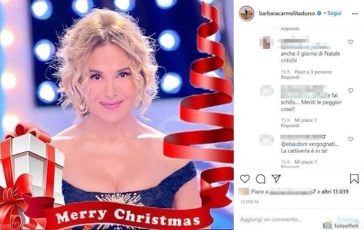 Barbara D'Urso minacciata Natale